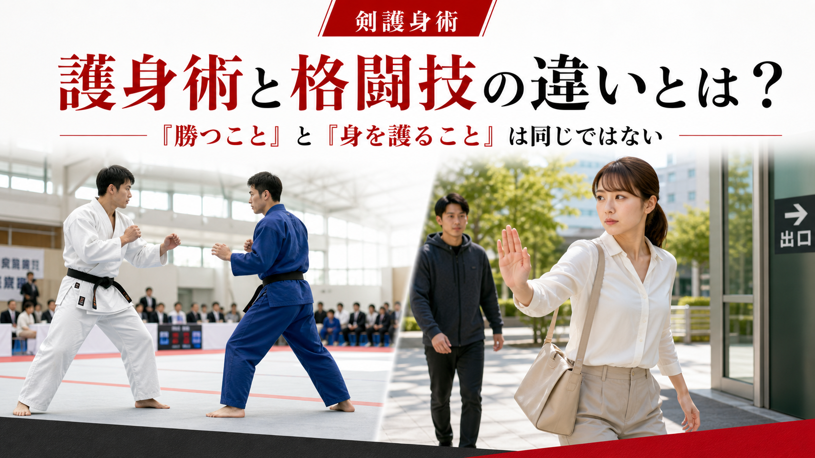 護身術と格闘技の違いを示すアイキャッチ画像